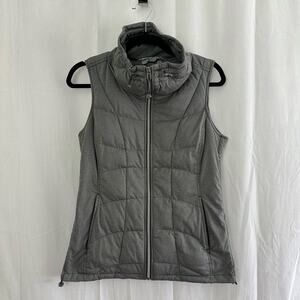 Athleta Womens Gray Zip Up Puffer Vest w/ Funnel Neck Size Small